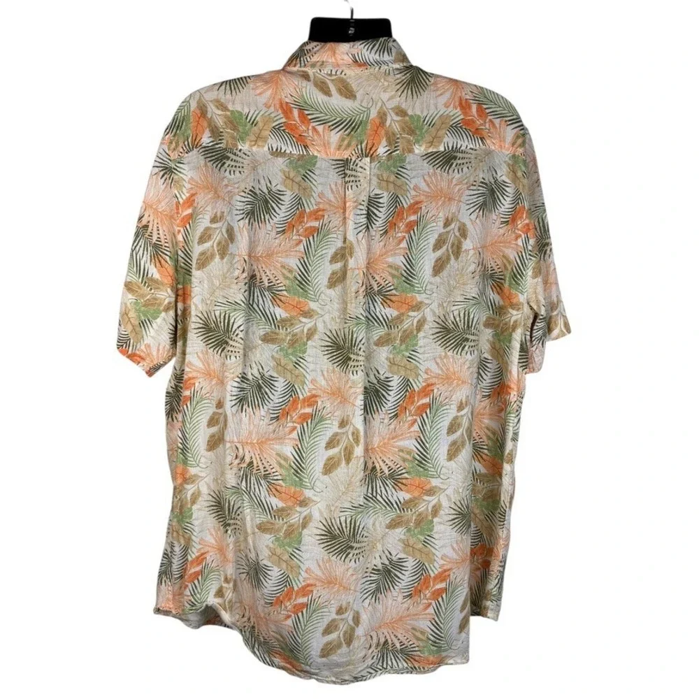 Chaps Seacoast Wash Short Sleeve Floral Print Multi Shirt‎ Linen Blend Men's XXL